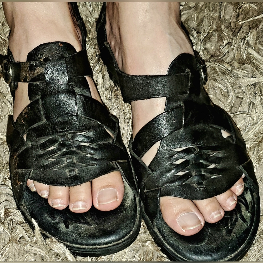 b.o.c. Black Sandals Size 8 -- Well Worn